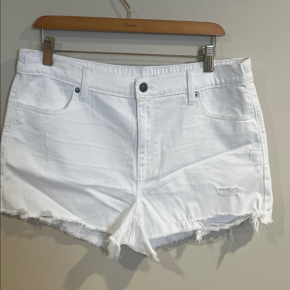 Aerie White Distressed Jean Shorts
